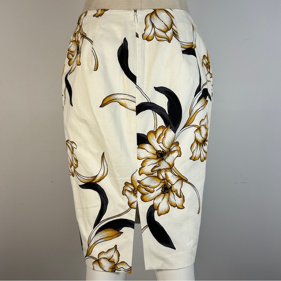 White House Black Market Floral Midi Skirt - White and Gold 4 - Picture 3 of 9